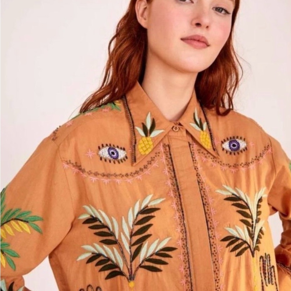 Farm Rio Mystic Embroidered Shirt XS NWT